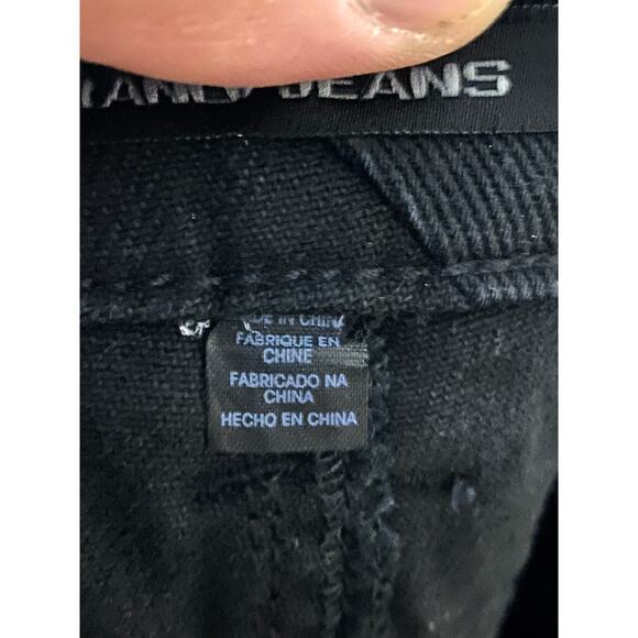 Volcom Black Jean Denim Mini Skirt S 4/6 High Rise Distressed Frayed Hem Grunge - Picture 8 of 11